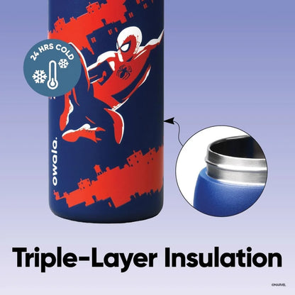 OWALA SPIDERMAN FREESIP INSULATED STAINLESS STEEL WATER BOTTLE WITH STRAW 32 OZ