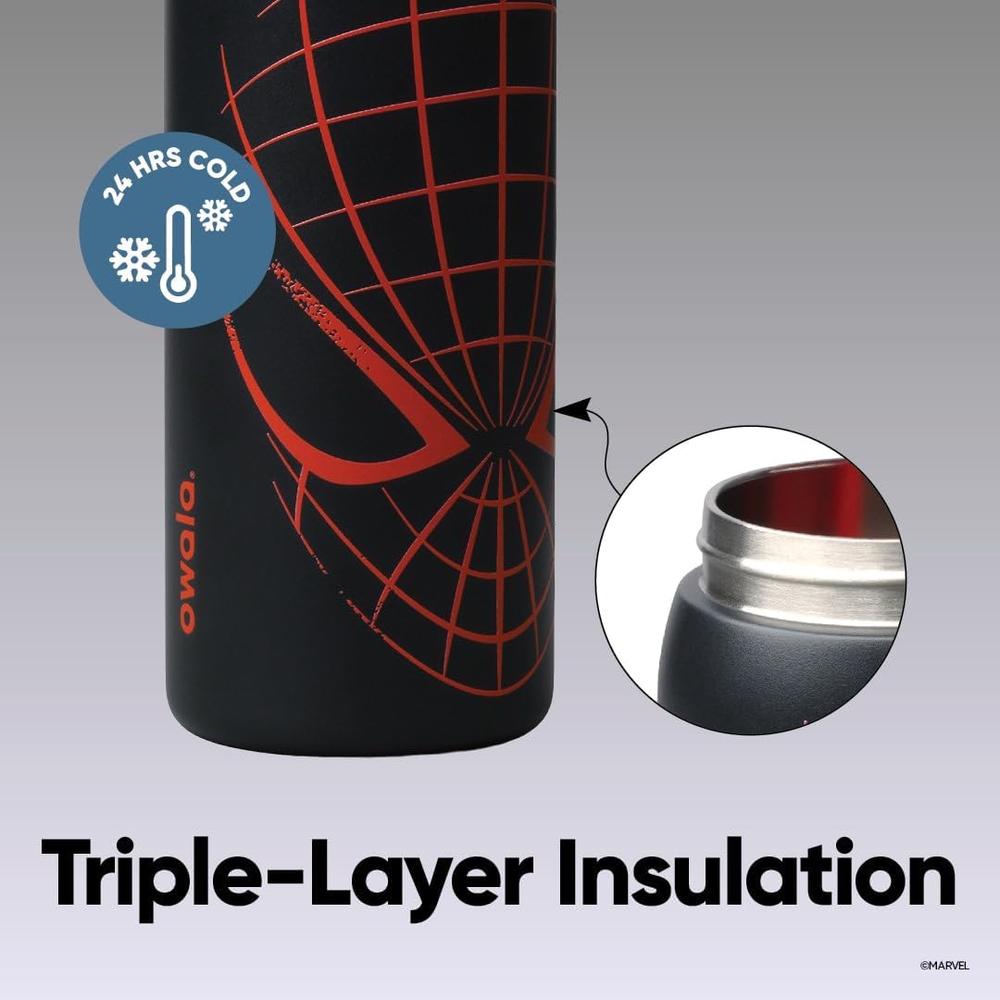 OWALA SPIDERMAN FREESIP INSULATED STAINLESS STEEL WATER BOTTLE WITH STRAW 32 OZ