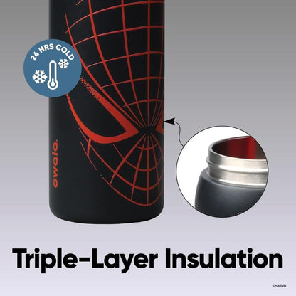 OWALA SPIDERMAN FREESIP INSULATED STAINLESS STEEL WATER BOTTLE WITH STRAW 32 OZ