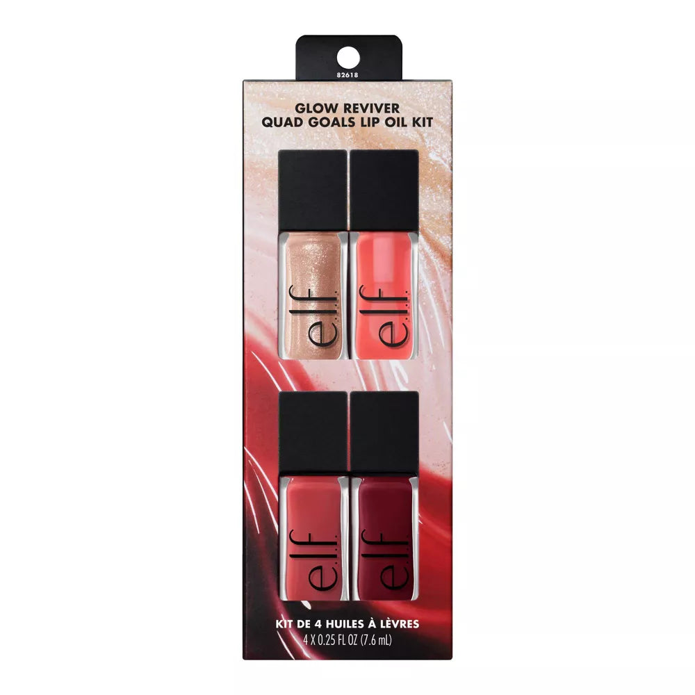 e.l.f. Glow Reviver Quad Goals Lip Oil Kit - 0.25 fl oz/4ct