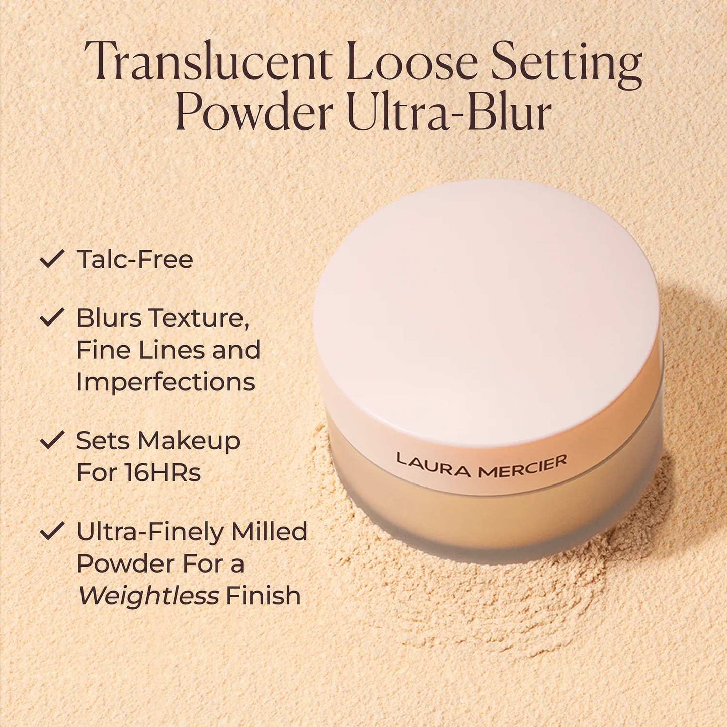 LAURA MERCIER Divinely Flawless Translucent Loose Setting Powder Ultra-Blur & Puff